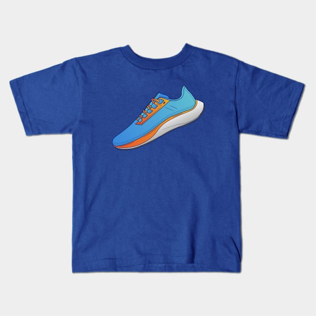 Running Shoes Kids T-Shirt by KH Studio